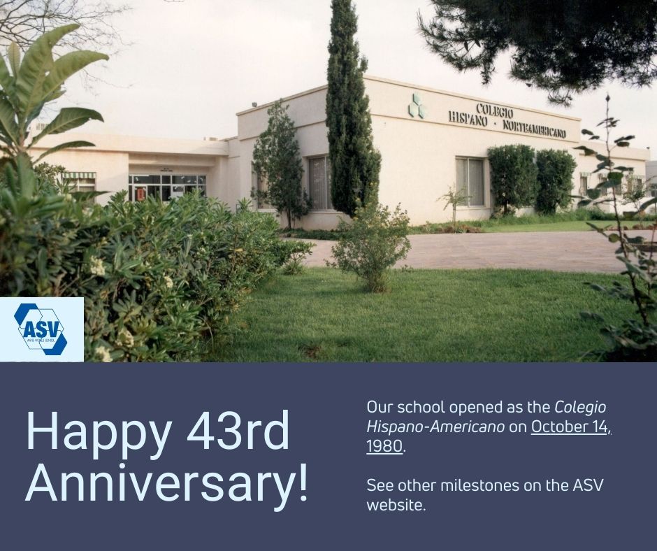 asvtweets's tweet photo. American School of Valencia is celebrating its 43rd anniversary tomorrow! 📷 Our school opened as the "Colegio Hispano-Americano" with an initial intake of 27 children on October 14, 1980. See other milestones on https://t.co/jEKmodO9aC
#ASVCommunity #ASVHistory https://t.co/QRpKcwzTAd