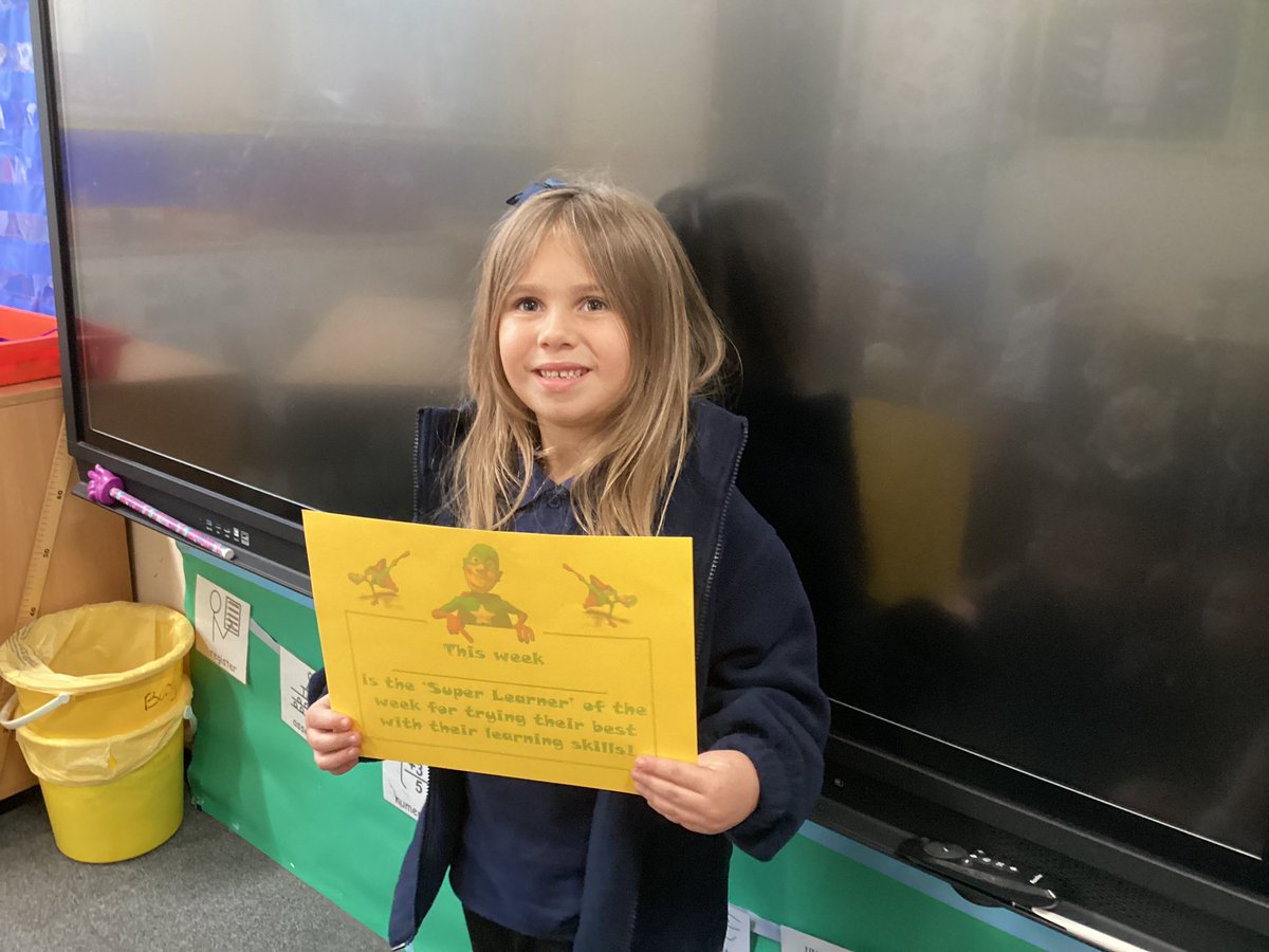 IntakeSchool's tweet photo. Well done to the Super Learner in Y1WO this week for always showing kindness in school and having a considerate attitude towards her learning ⭐️😊 https://t.co/MryJB2Q364
