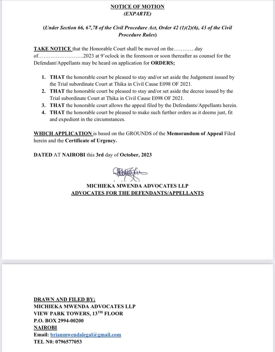 For those of you saying that Kosokoso that the fake lawyer #BrianMwenda is a sharp advocate and has won many cases in court kindly have a look at this pleadings drawn by him. It’s an appeal at the high court against a lower court decision. I received the said file today in my…