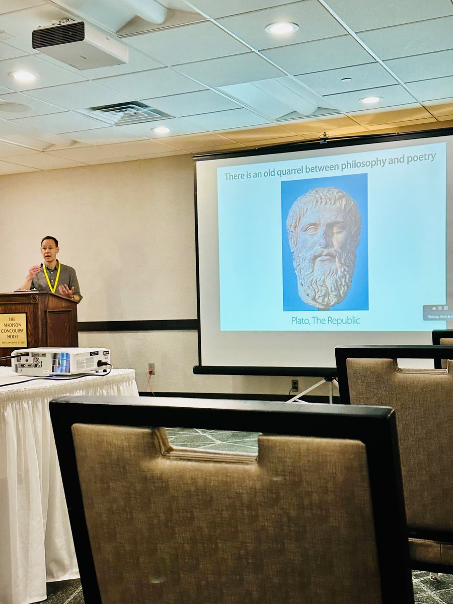 Erin Westgate (@erinwestgate) on Twitter photo “What is it about fiction, about poetry, about narrative that makes it so powerful? …that makes philosophers think of mass murder?” - <a href="/NickButtrick/">Nick Buttrick</a> on Plato
#SESP2023 “What is it about fiction, about poetry, about narrative that makes it so powerful? …that makes philosophers think of mass murder?” - <a href="/NickButtrick/">Nick Buttrick</a> on Plato
#SESP2023