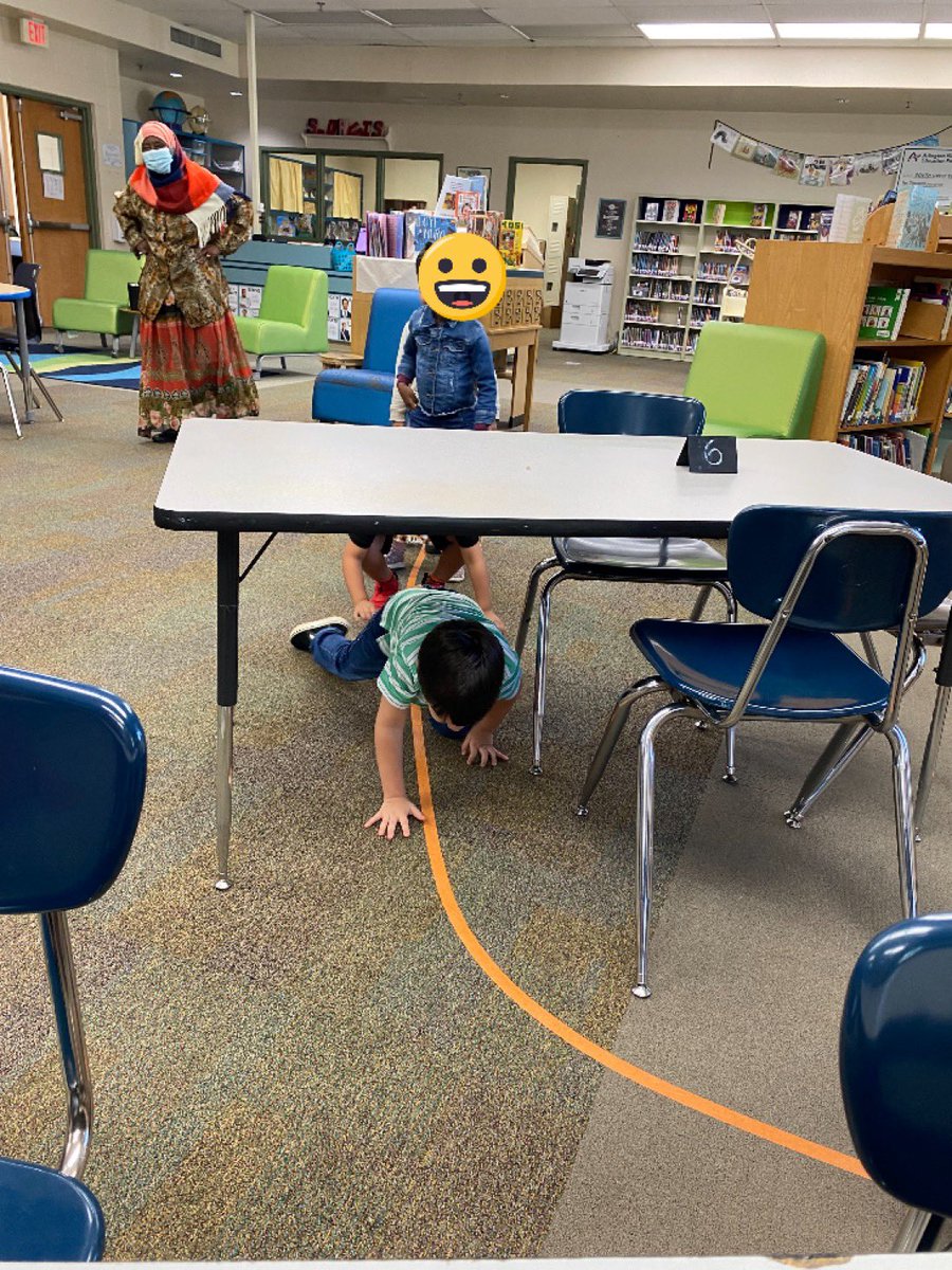 PreK reading ROSIE”S WALK and practicing positional words <a href="/southdaviselem1/">southdaviselementary</a> @aisdlibsrv #libraryobstaclecourse