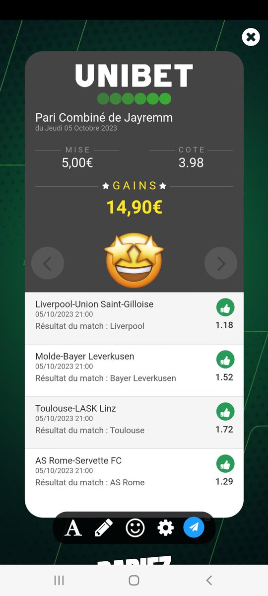 @UnibetFrance Jayremm #FreebetUnibet  Betshare