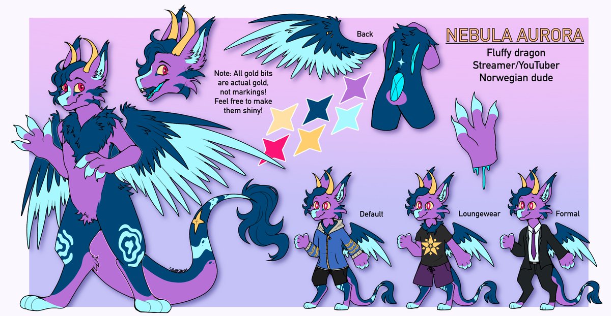 NebulaAuroraYT's tweet image. 📌
Heyo! My name is Nebula! I'm just a fluffy dragon VTuber who streams and makes really dumb videos on the internet. Consider following if you like my stuff!
YouTube - youtube.com/NebulaAurora
Twitch - Twitch.tv/NebulaAuroraLI…
✨ Reference sheet made by SporkSpagel ✨