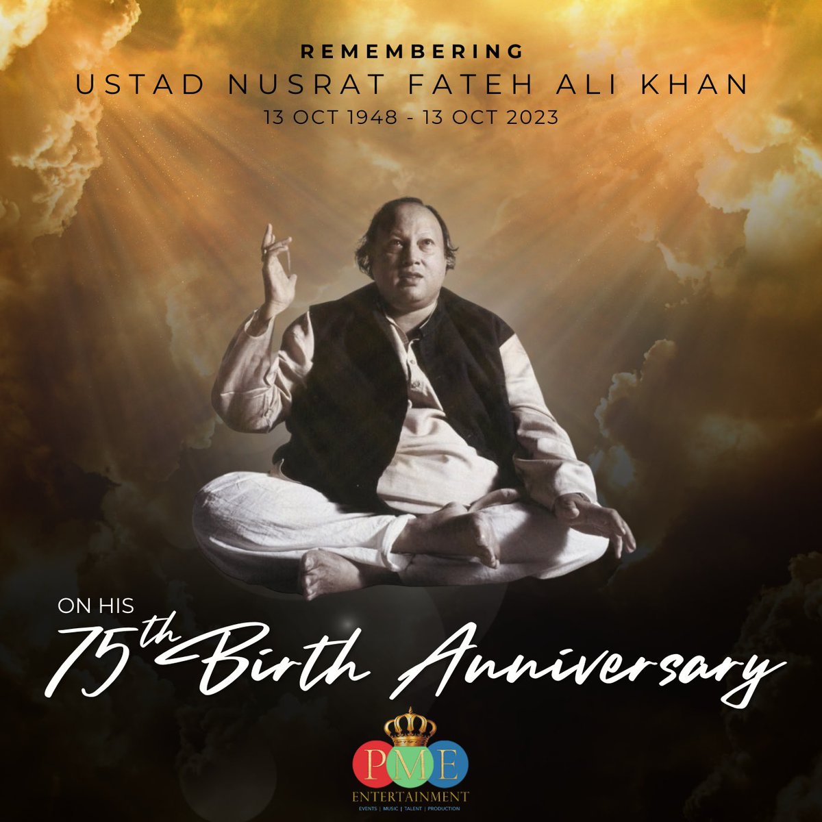 A heartfelt tribute to the Legend Ustad Nusrat Fateh Ali Khan on his 75th Birth Anniversary. His voice still resonates in our hearts. ❤️🎤 #NFAK #pmeentertainment