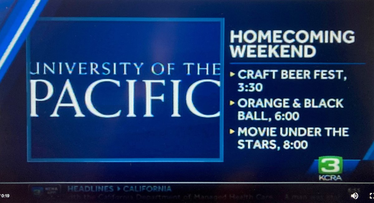 PacificPres's tweet photo. .@kcranews story on #PacificFriday start to #Homecoming & #familyweekend with #CraftBeerFestival, @PacificTigers Orange & Black Ball and Movie Under the Stars showing of "A Million Miles Away" featuring alum @Astro_Jose. @PacificAlumni #pacificproud https://t.co/QVYk7RcVkv https://t.co/gE1jk2RZOc