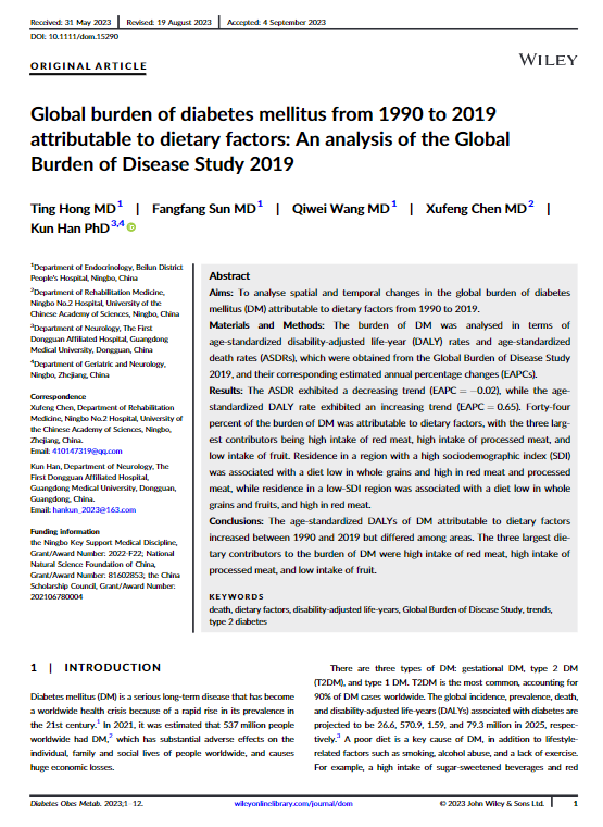 The greatest dietary contributors to the burden of diabetes are: ☑️High intake of red meat ☑️High intake of processed meat ☑️Low intake of fruit …ubs.pericles-prod.literatumonline.com/doi/epdf/10.11…