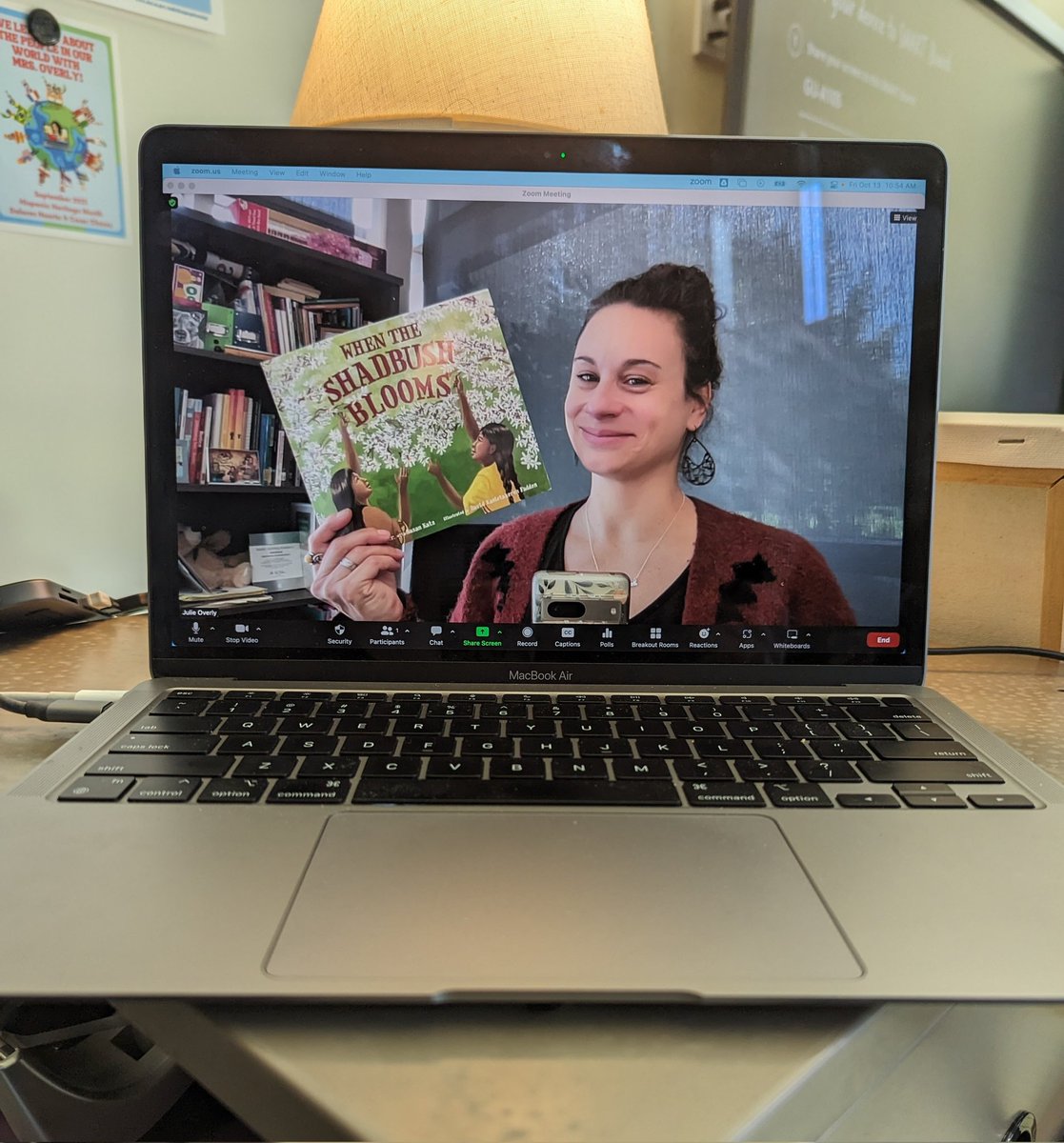 JulieOTeach's tweet photo. Streaming into @UpperMerionSD elementary classrooms today to share "When the Shadbush Blooms" about the Lenape People - a belated celebration of #IndigenousPeoplesDay and a preview of #NativeAmericanHeritageMonth ! Love seeing all the kiddos excited to learn together! https://t.co/GYP0uQpF00