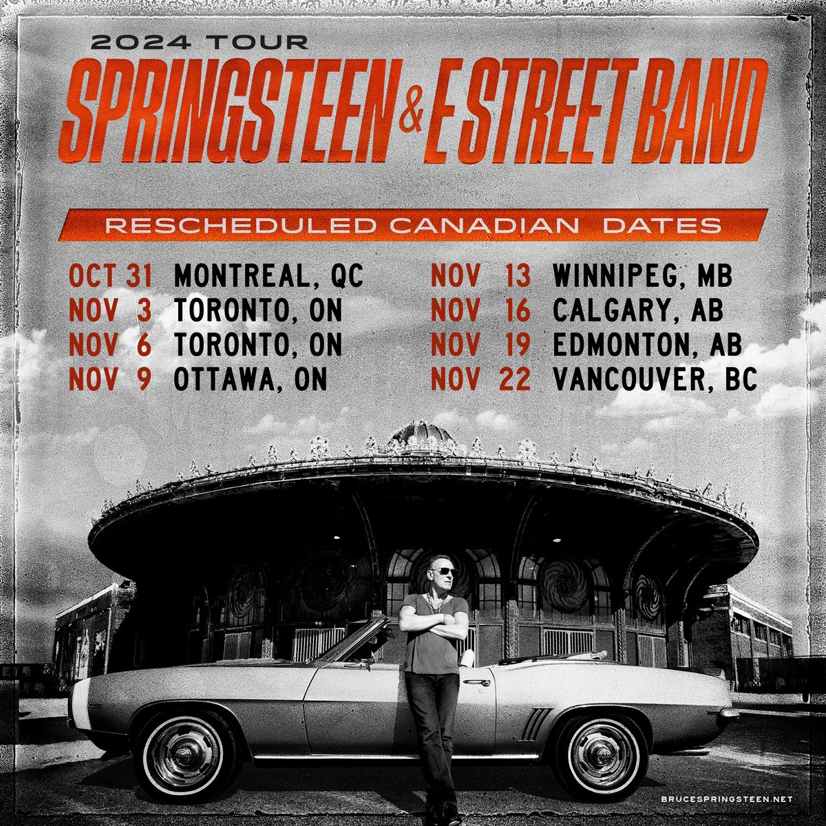 Bruce Springsteen and The E Street Band's postponed Canadian tour dates have been rescheduled and announced for 2024: Oct. 31, 2024 - Montreal, Quebec @ Centre Bell (rescheduled from Nov. 20, 2023) Nov. 3, 2024 - Toronto, Ontario @ Scotiabank Arena (rescheduled from Nov. 14,…