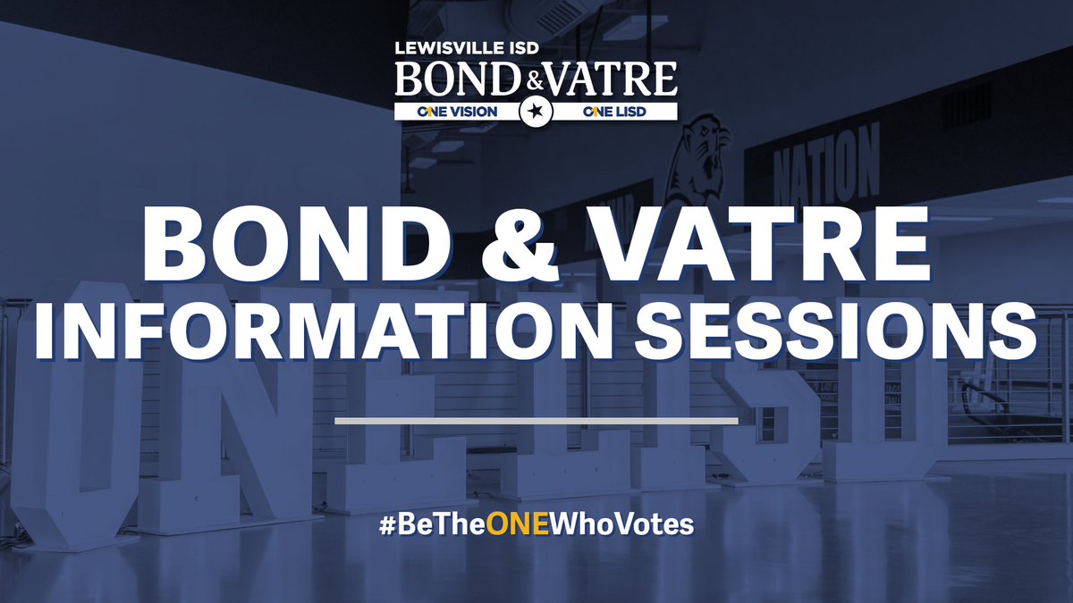 LISD will be hosting a Bond & VATRE information session at the FMHS Library on Tuesday, October 17 at 6 p.m. Join us to learn more about the 7 propositions for Lewisville ISD that will be on the ballot this November. 🔗 fb.me/e/I4xKA8Mz #OneLISD #BeTheOneWhoVOTEs