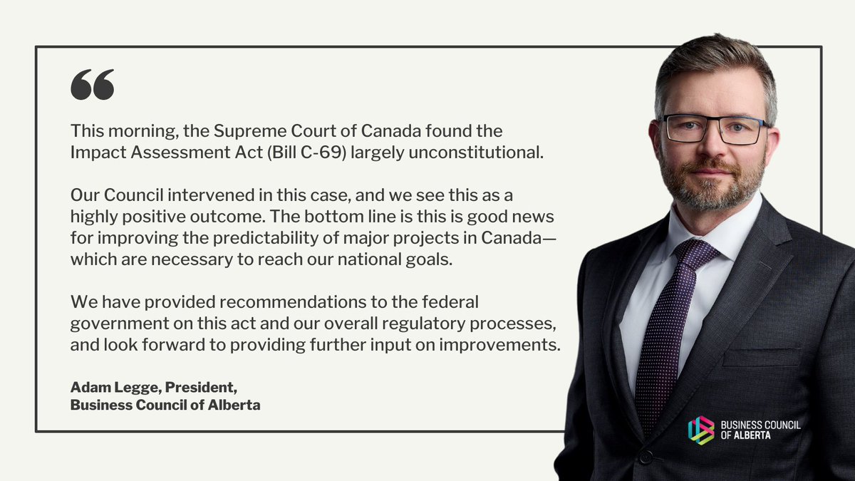 This morning's decision from the Supreme Court of Canada is a major win for Canadian business. Please see a statement from BCA's President Adam Legge.