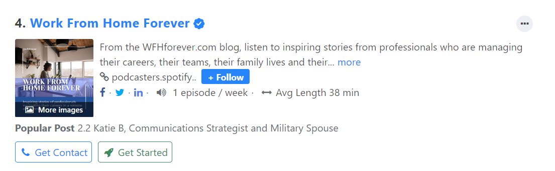 WFHForever's tweet photo. 🎉 Exciting news! 🎙️ We've climbed to #4 on Feedspot's 15 Best Work From Home Podcasts! 🌟 Join thousands of listeners and discover why we're a top choice. 🚀 🎧🏡 #WFHPodcast #TopRanked #WorkFromHome

https://t.co/tASE6U66jh https://t.co/Emmos9odok