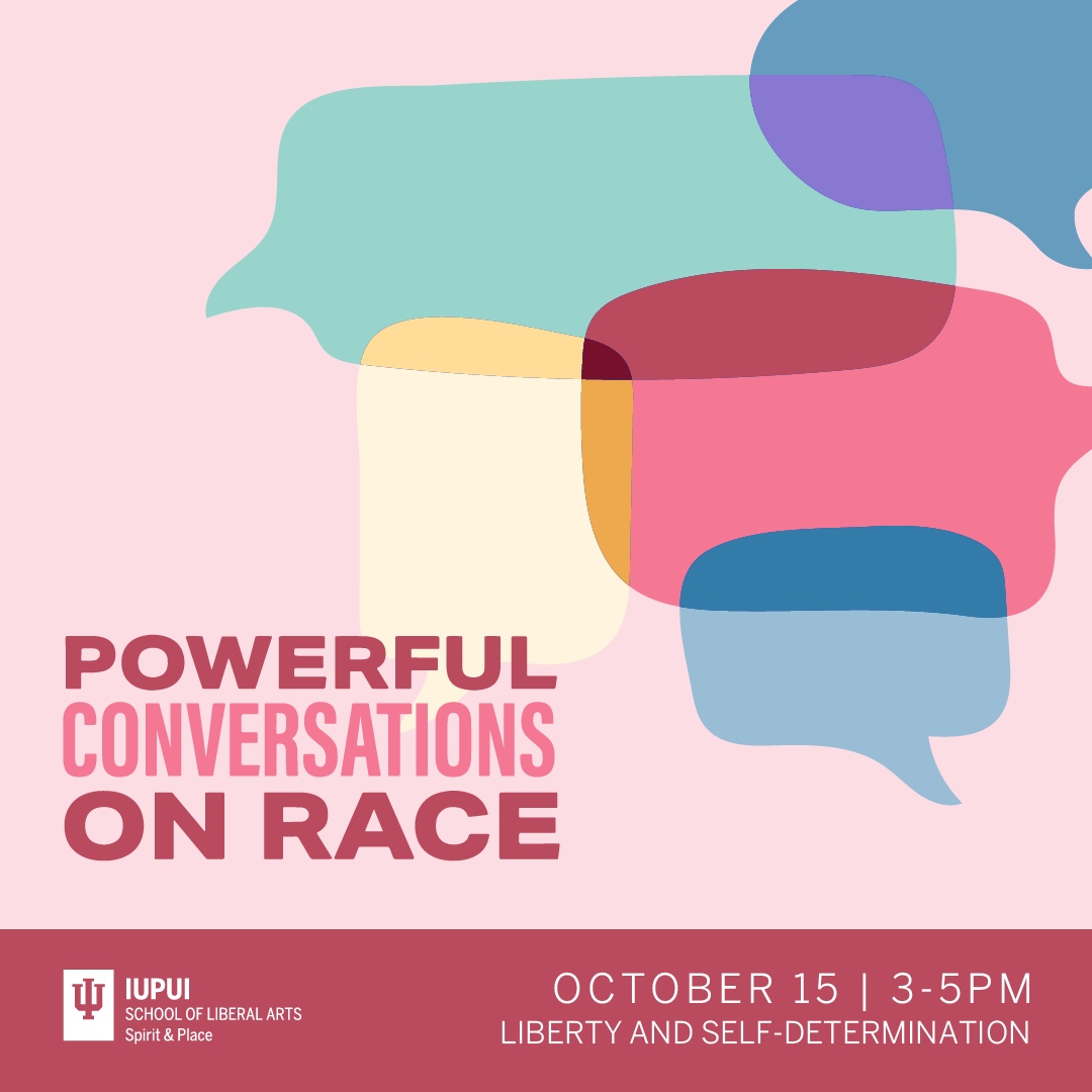 spiritandplace's tweet photo. Join us virtually this Sunday from 3-5 for our next Powerful Conversations on Race. This month, we'll have an open conversation about how race shapes our perceptions around liberty and self-determination. To register, visit https://t.co/cD1FuKCeMU #SPIndy https://t.co/6uWY2SE5iU