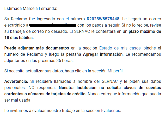 xelaguzman's tweet photo. @LIDERcl Debido a la falta de respuestas efectivas, ingresé reclamo en @SERNAC https://t.co/fgrIUCrMHw