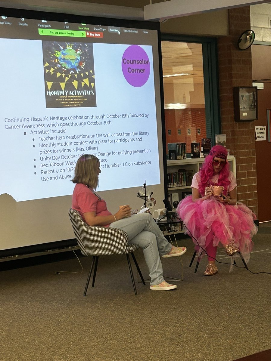 RMS_CounselTeam's tweet photo. Lacey Dyke, 6th grade counselor, is sharing information about our counseling program including personalized counseling and our new student monthly culture contests during today’s Longhorn Lowdown. https://t.co/wtWwWrLVRh