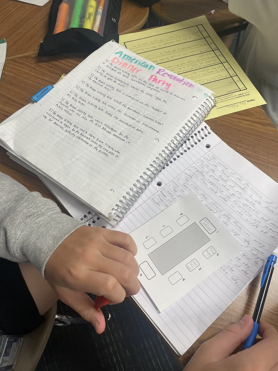 KanaShelby's tweet photo. Another fun and engaging day in 8th US History at Parkway! 💙🇺🇸🦅Students are creating their own Dinner Party Puzzle for the people of the American Revolution and then challenging other students to solve their seating chart! #bringonthecompetition @MPJHEagles @KISDSocStudies https://t.co/useRt007qu