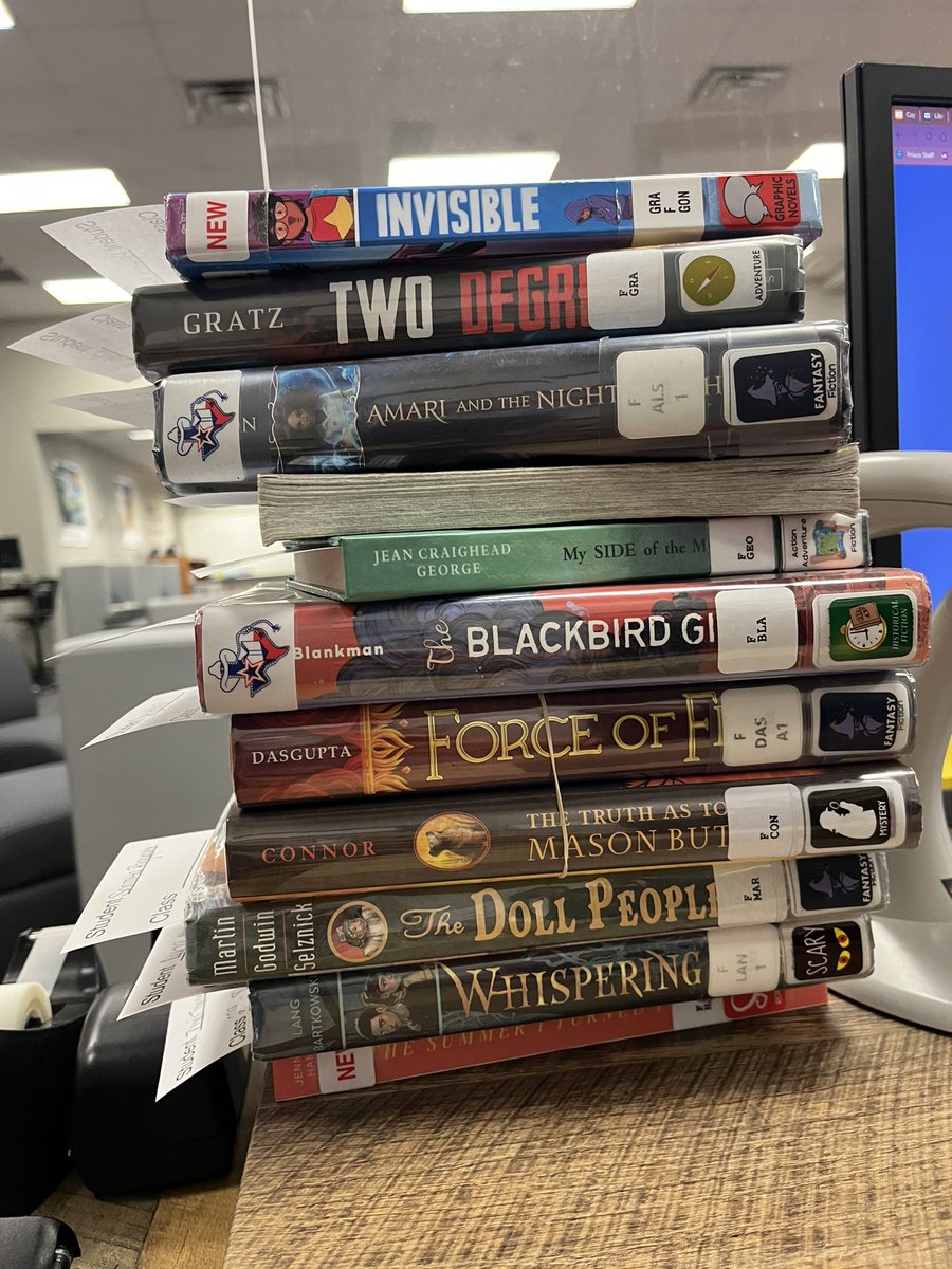 It’s only 2nd period and we already have a nice stack of books on hold going out to Clark students. It’s like Door Dash…but with books! ❤️<a href="/ClarkMSCougars/">Cougar Pride</a>