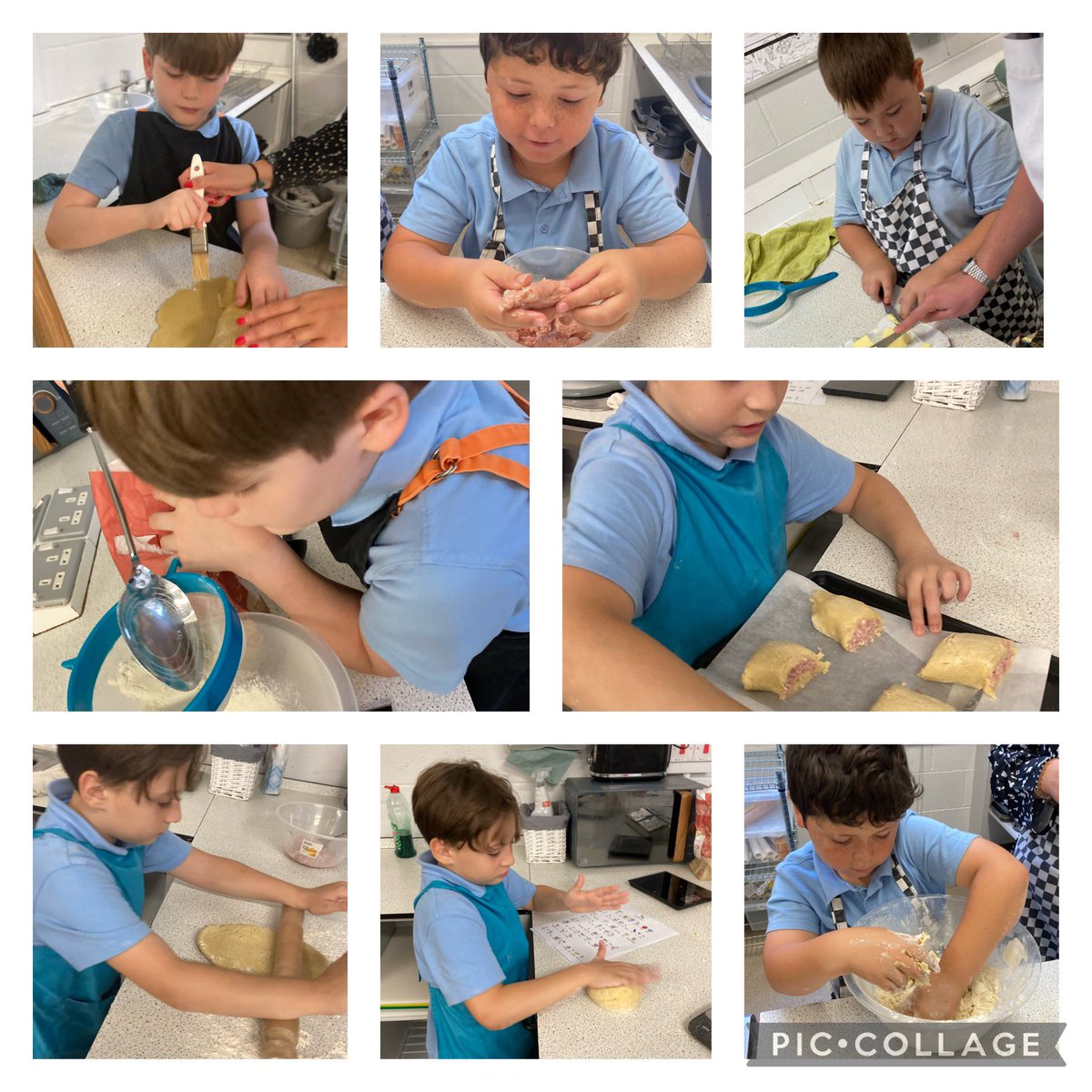 Homemade sausage rolls!!  These amazing boys practised so many life skills in cookery today.  It’s become  a joy to watch them develop in confidence, listening, reading and cooking skills!  Well done boys 👨‍🍳❤️@TheRowansAP #cooking #primarycookery #lifeskills