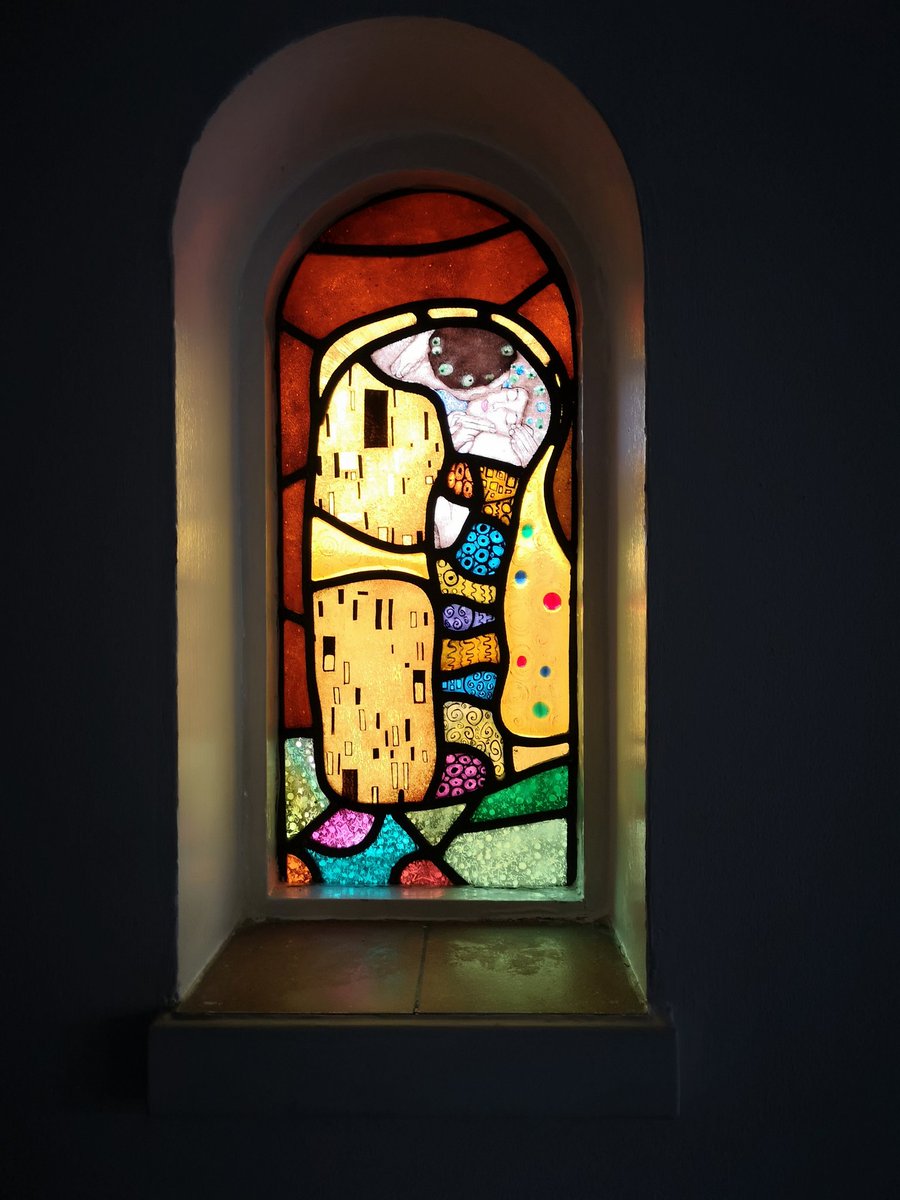 Little 'Gustav Klimt' window installed. #stainedglass #Glasgow #Scotland #GustavKlimt
