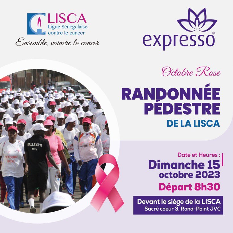 #Cancer #OctobreRose #Dépistage @lisca_sn nous fait part de son programme pour ce week-end avec une journée de dépistage gratuit ce Samedi 14 Octobre et une randonnée le Dimanche 15 Octobre. NB : Toutes les informations sont sur les visuels🙏🏾 on se donne rendez-vous ♥️