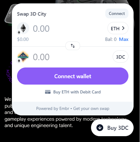 3dcitymetaverse's tweet photo. Thanks to @embrdotorg You can now purchase 3DC with fiat directly on our website! 

We're striving to make 3DC more accessible and easy to acquire for everyone. 

Head over now and get your tokens effortlessly!

#gametoken #gameeconomy #metaverse #ethereum #embr #embrcheckout