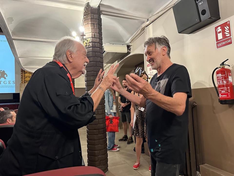 HorrorMusicDoc's tweet image. Simon Boswell and Lamberto Bava reunited again after 34 years at the first ever screening of La Maschera del Demonio at this year’s Sitges Film Festival