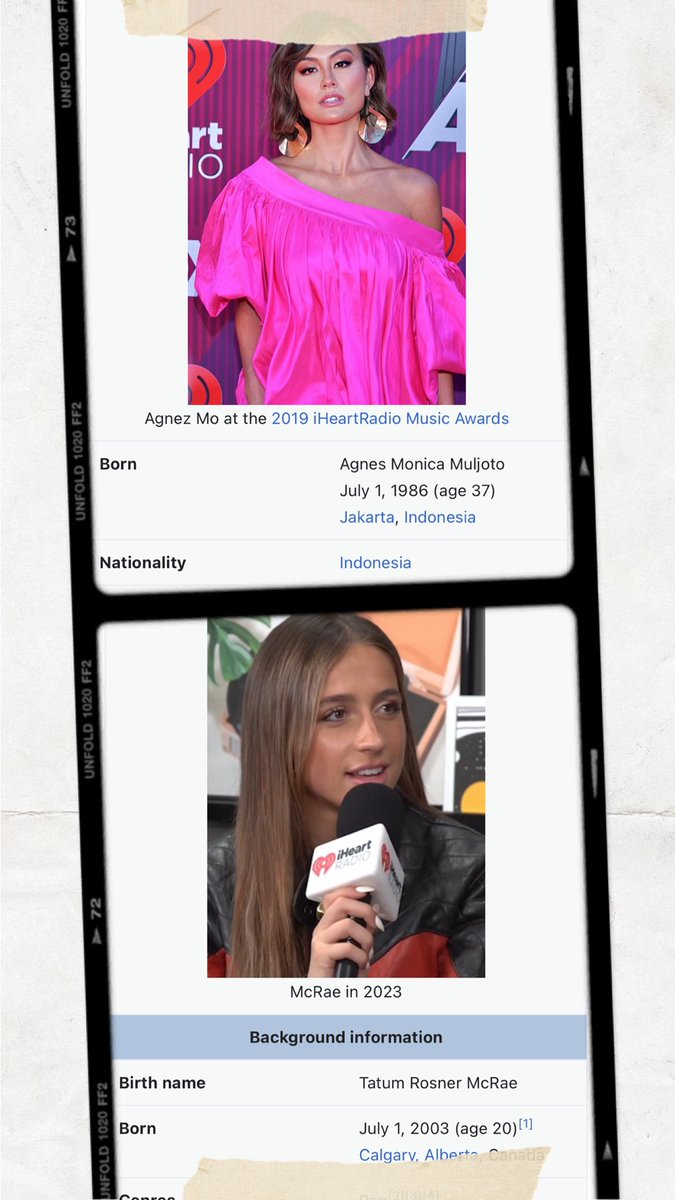 Just checked <a href="/tatemcrae/">Tate McRae</a> wikipedia, she has same born date with <a href="/agnezmo/">AGNEZ MO</a> 😳😳😳 you guyz should linked up! 🫨🫨🫨 #TateMcRae #Agnezmo ⭐️⭐️⭐️