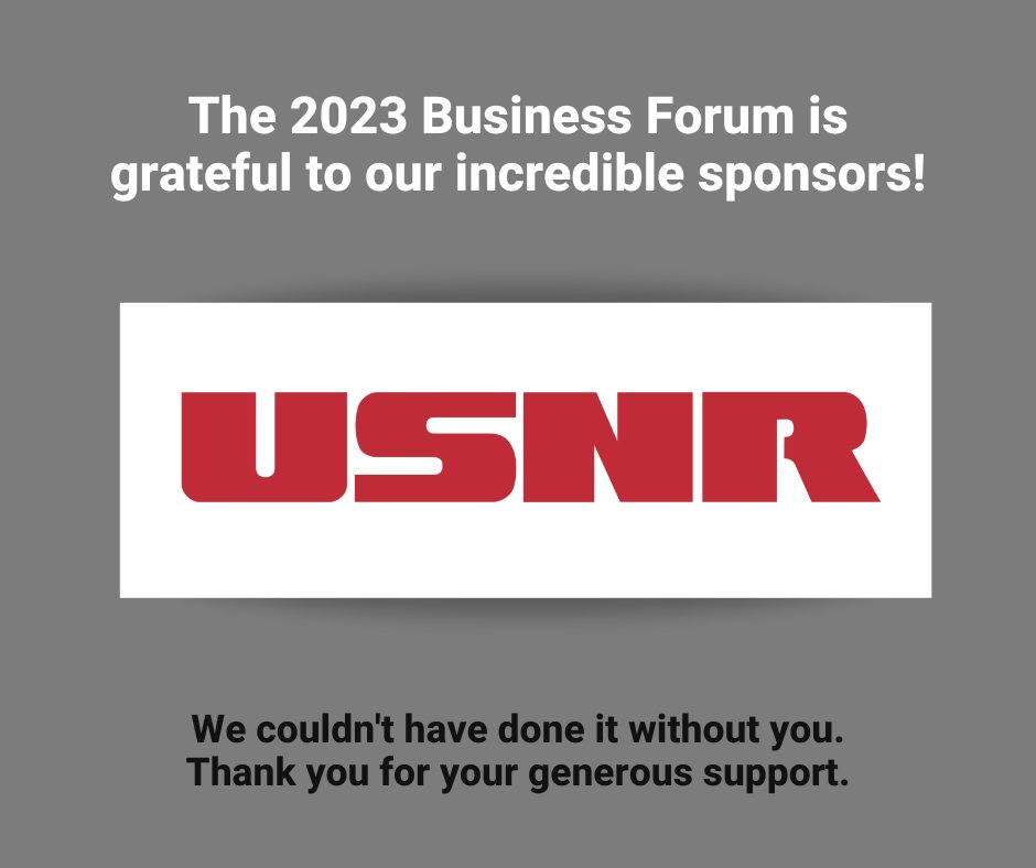 🤩Thank you to USNR for sponsoring the 2023 Business Forum and making it a reality! We couldn't have done it without you. 

🤩You can register for this event here 👇
eventbrite.ca/e/710515520047…

#2023BusinessForum #SponsorsMakeItHappen #USNR #Grateful #ThankYou