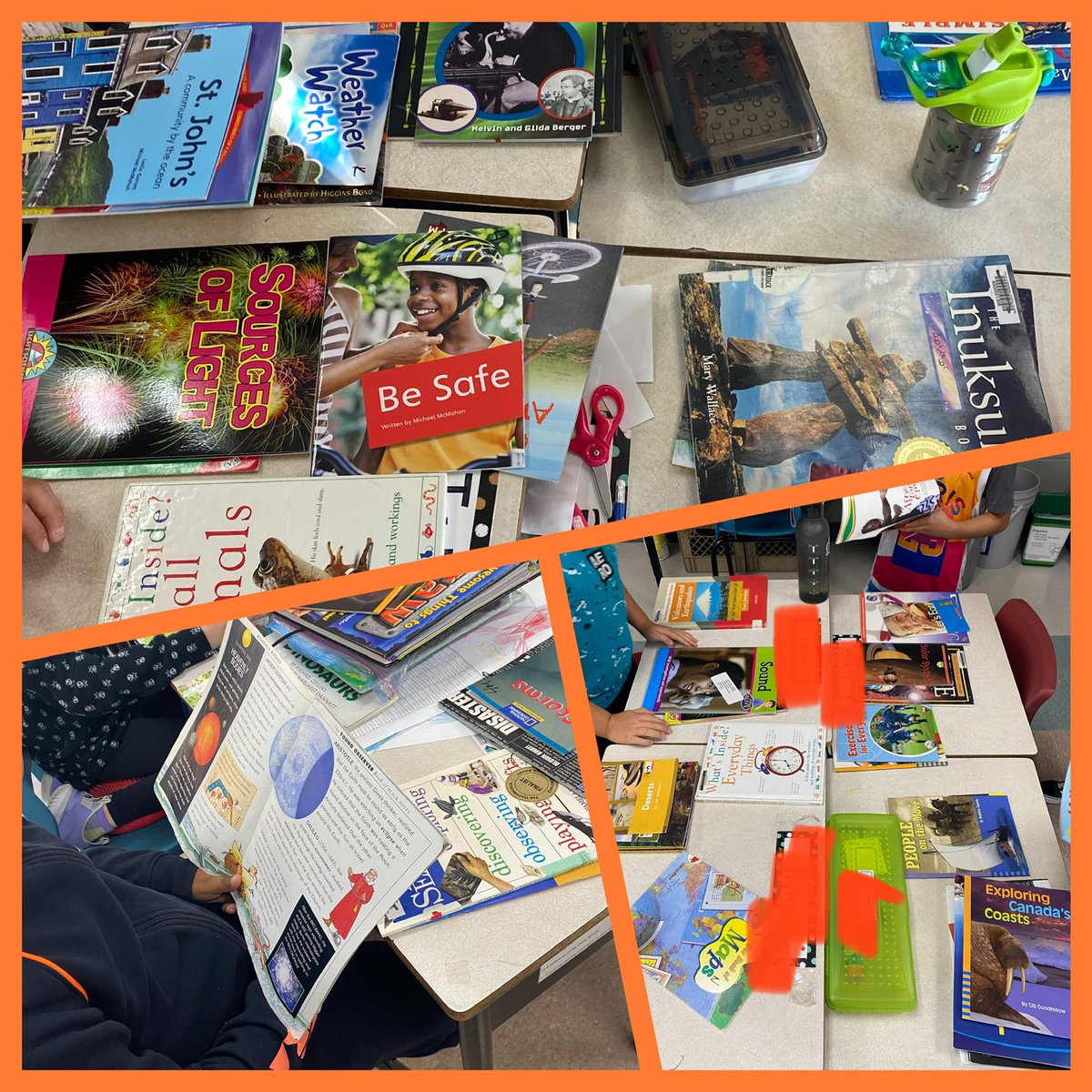 Time for a non-fiction book sort! Gr 3s @HorizonElement2 are doing the sort and finding new non-fiction book to read. 💕 @HrceLiteracy