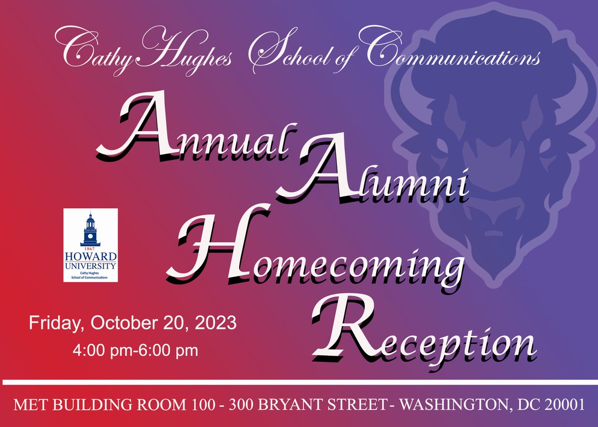 📢Calling all School of C alum! It's #howardhomecoming time, and we welcome you to take a moment next Friday to stop by the MET Building to gather, eat and see your fellow classmates. Don't miss it. Don't forget to share this message. #CHSOC #revival #HUHC23
