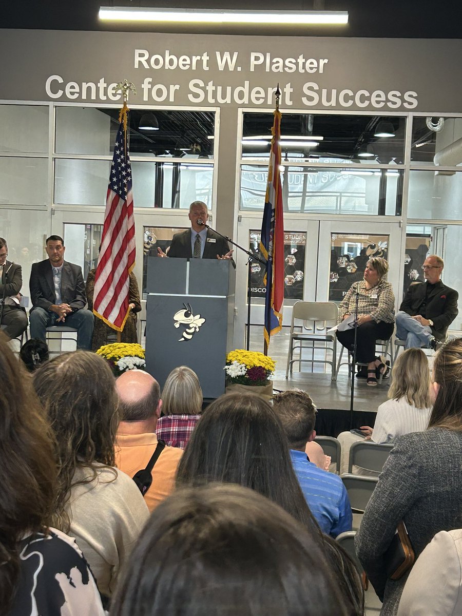 Dave Schmitz, Lebanon Superintendent opens the new Early Childhood/ Jordan Valley partnership.  Robert W. Plaster Center for Student Success!