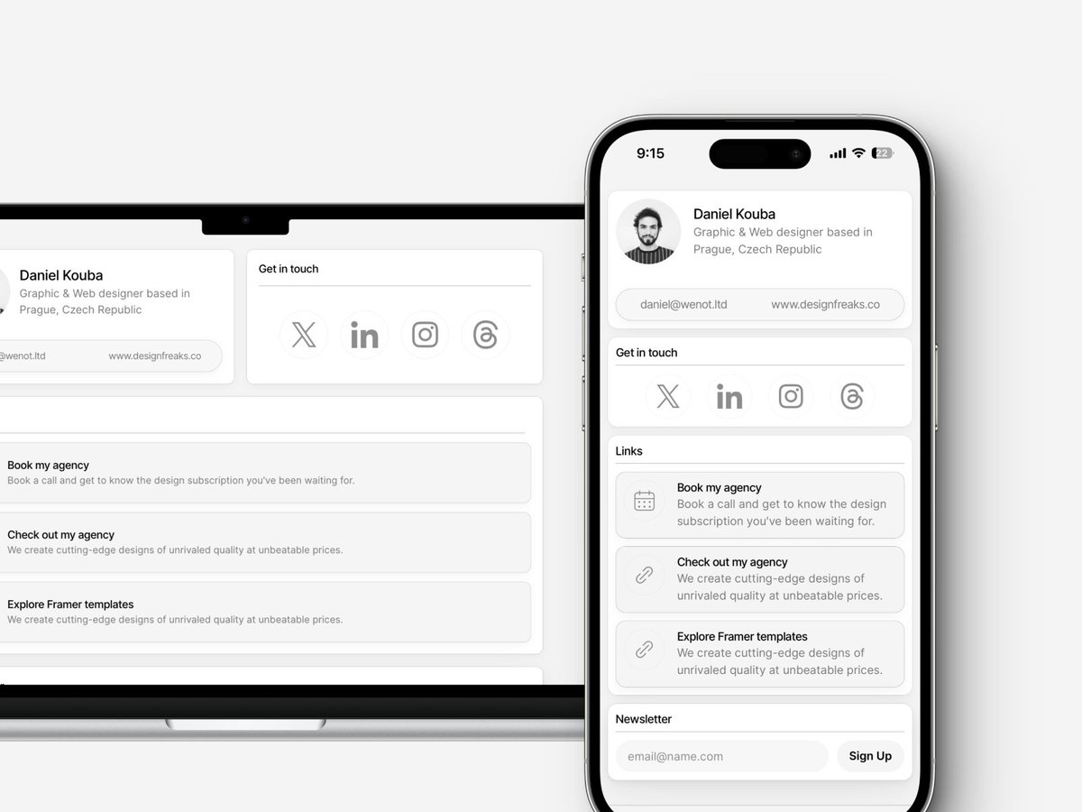 craftworkdesign's tweet photo. Simple beauty by @dannykouba 

DF Link for @Framer, the Bio link template you've been waiting for 🐆🖤

https://t.co/c8Tn8srWh9 https://t.co/0WGVWWCwlW