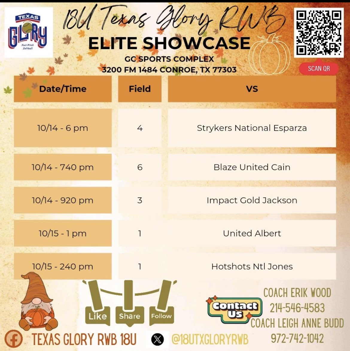 Ready for a Great Weekend of Softball in Conroe!!!
<a href="/18UTXGloryRWB/">18U Texas Glory RWB</a> 
<a href="/godleysoftball/">Godley Softball</a>