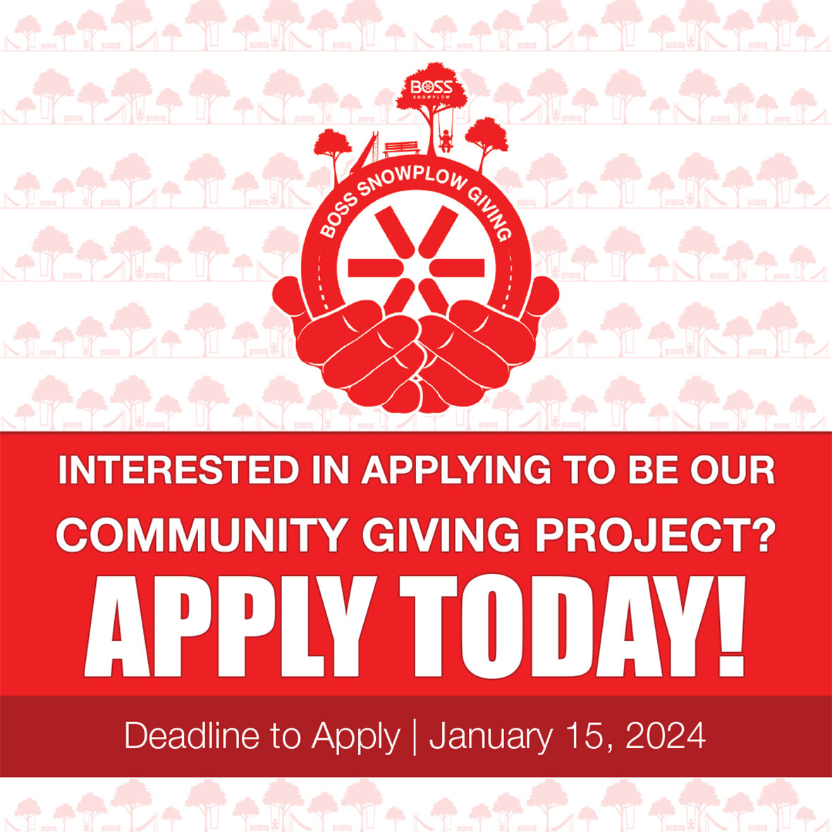It's that time again! 

Interested in applying to be our Community Giving Project? Learn about the qualifications and our expectations! The deadline to apply for this year's giving project is January 15th!

info.bossplow.com/boss-annual-gi…