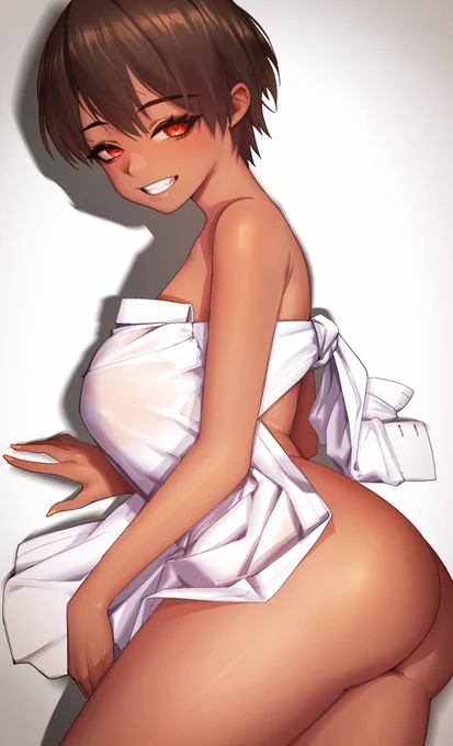 彼シャツ裸エプロン 