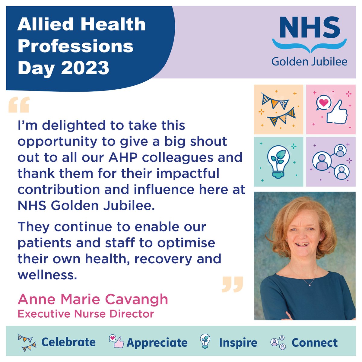 Nurse Director Anne Marie Cavanagh gives a big shout to all of our #AHPs to thank them for all their hard work and dedication to caring for the patients of Scotland ❤️
#AHPsDay #AHPsDayScot #AHPScot