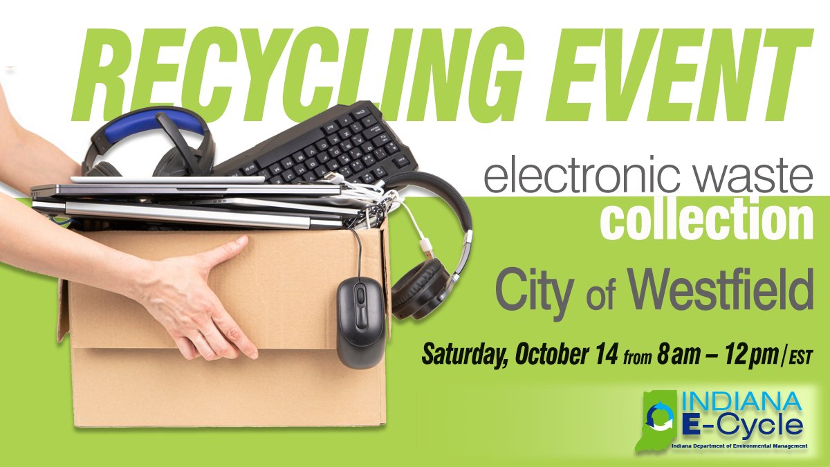 idemnews's tweet image. You can recycle your unwanted electronics 📺 📱 💻 🖥️  at the @CityofWestfield   Services Center from 8 a.m.-noon on Sat. 10/14. Check the accepted items list before you go. bit.ly/3ZT1PCq #HamiltonCo #Westfield #ewaste #recycling.