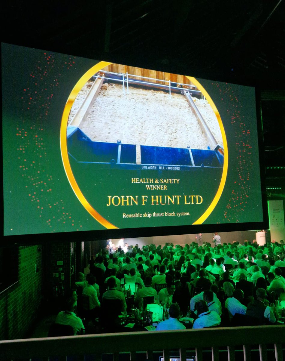 Health &amp; Safety Award
The winner of the Health &amp; Safety award goes to…
John F Hunt Ltd, Reusable skip thrust block system 🥳🤩