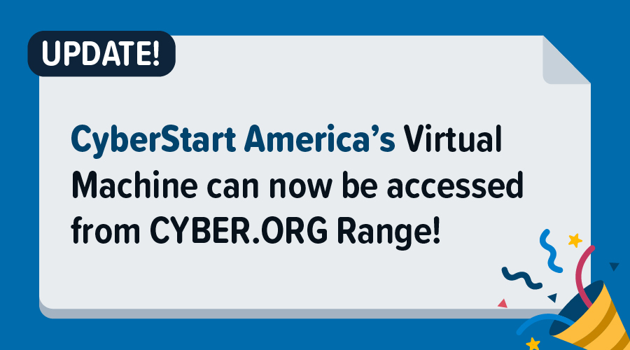 Have you previously been unable to download the CyberStart Virtual Machine for CyberStart's more advanced challenges? US high school students and teachers can now access the VM via CYBER.ORG's Range! 🎉 #VirtualMachine#CyberStartUSA #CybersecurityAwarenessMonth