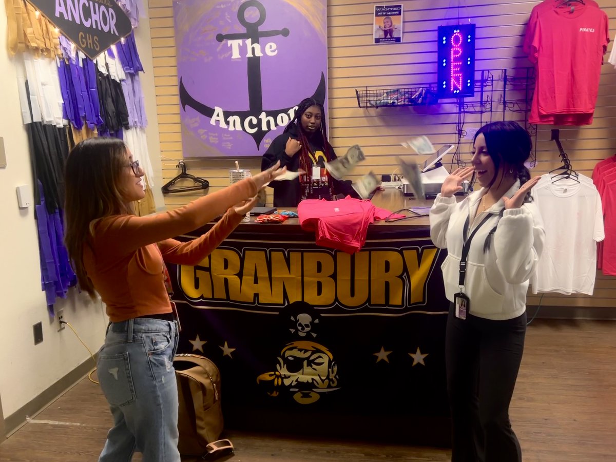 Student X Takeover starts NOW! 

GHS business makes you 🤑💰💚 #bank #money #business #GISD #anchorstore #pirates @GranburyIsd <a href="/GHS_PIRATES/">Granbury High School</a> <a href="/GHS_CTE/">Granbury High School CTE</a> <a href="/PirateChoir_GHS/">Granbury HS Choir</a> @GHS_PirateFball