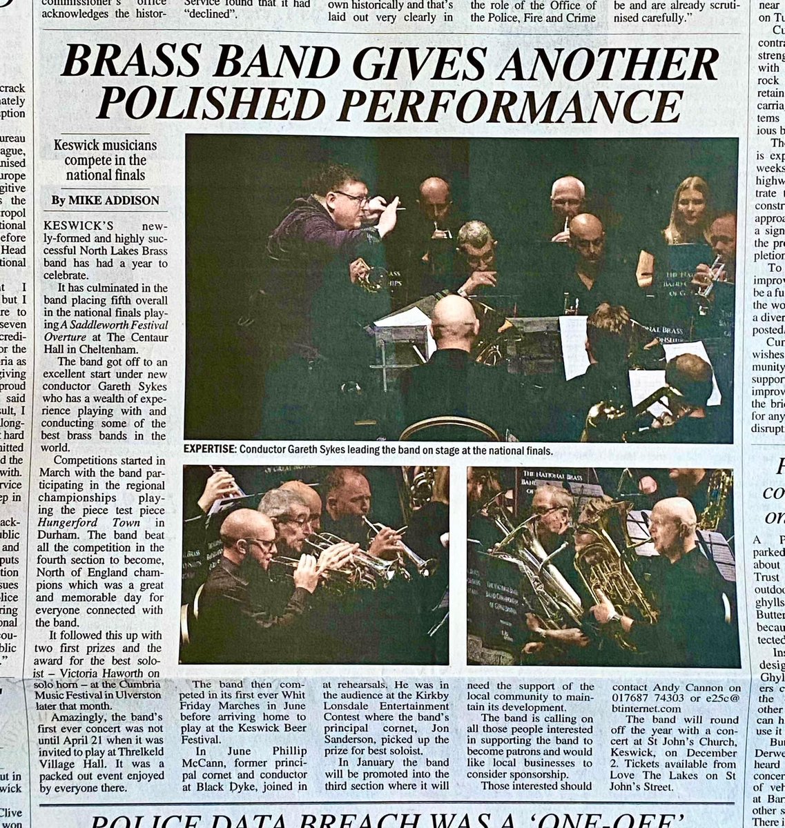 BrassLakes's tweet photo. We are in the @KeswickReminder this week. Tickets now on sale for their Christmas concert (available from Love the Lakes, St John’s St, Keswick) https://t.co/6Kwvh6eSV8