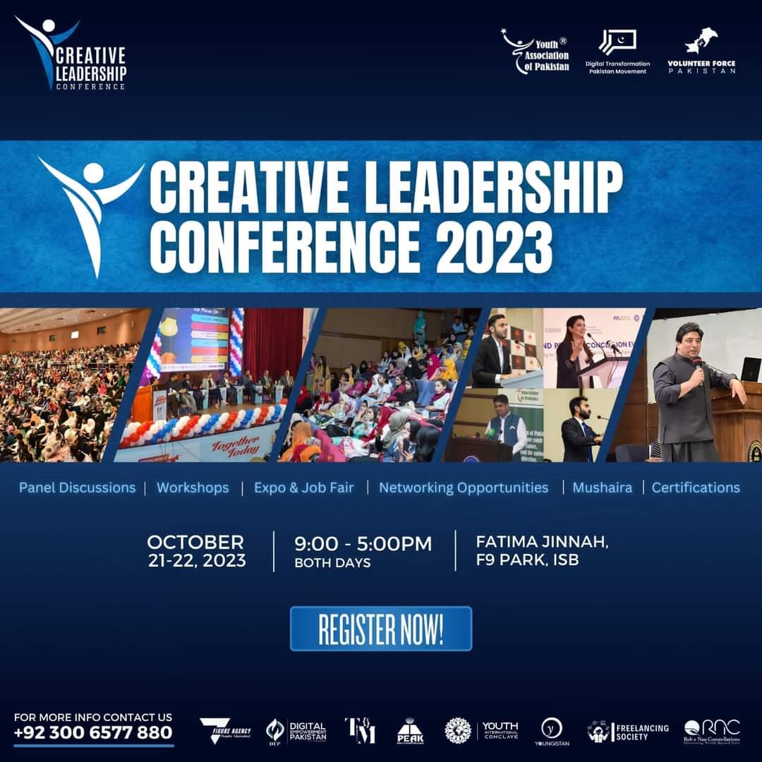 UvertisePk's tweet photo. Join Creative Leadership Conference

• Networking Opportunities with Industry Experts
• Learn about Future of Jobs, Trending Skills, Live Workshops on Shopify, Amazon, Blogging, Content Creation &amp; much more
• Panel Discussions
• Startups Championship
• Expo &amp; Job Fair
#CLC23 https://t.co/Gj1TTeU6qq