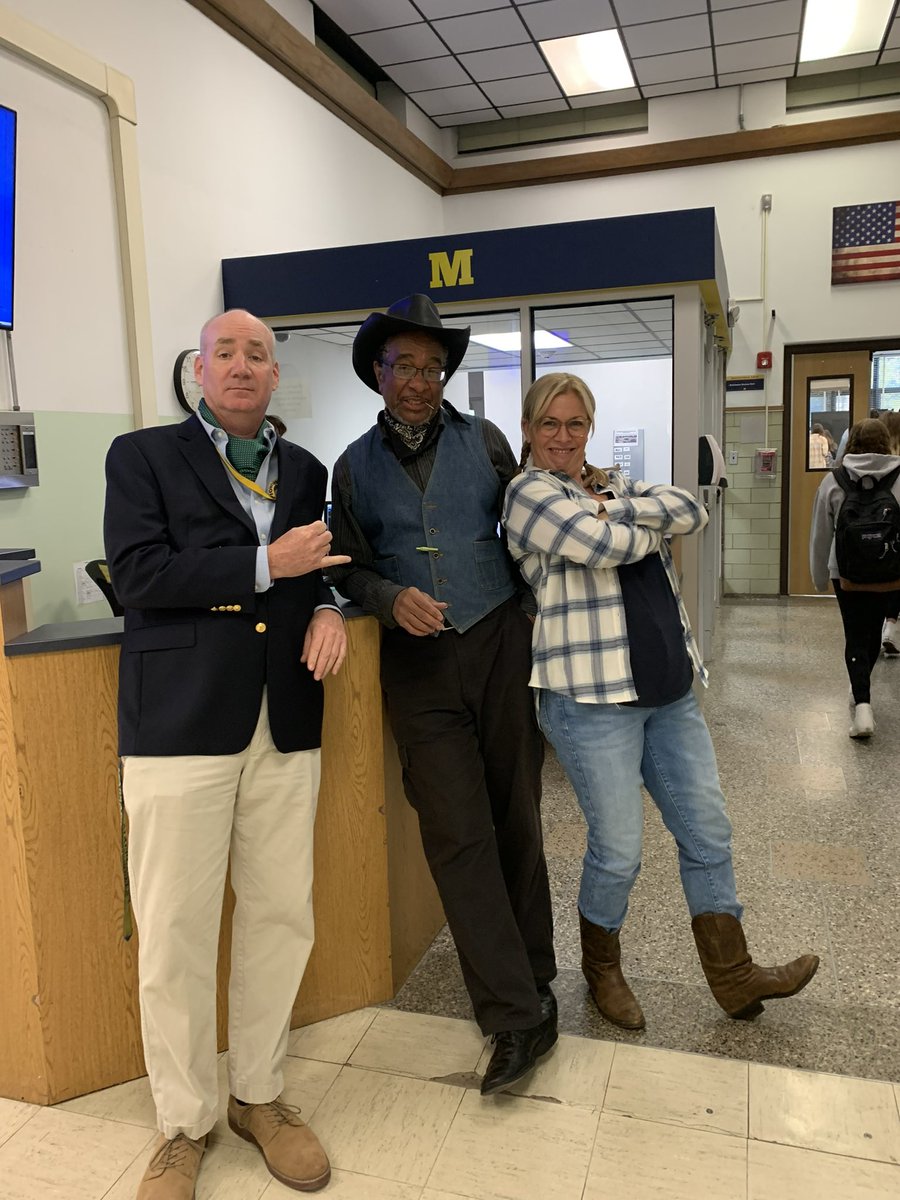 AmesChiefs's tweet photo. Day 3 of Spirit Week: Country vs Country Club. Check out our Staff wearing it well! https://t.co/yYXByzEPty