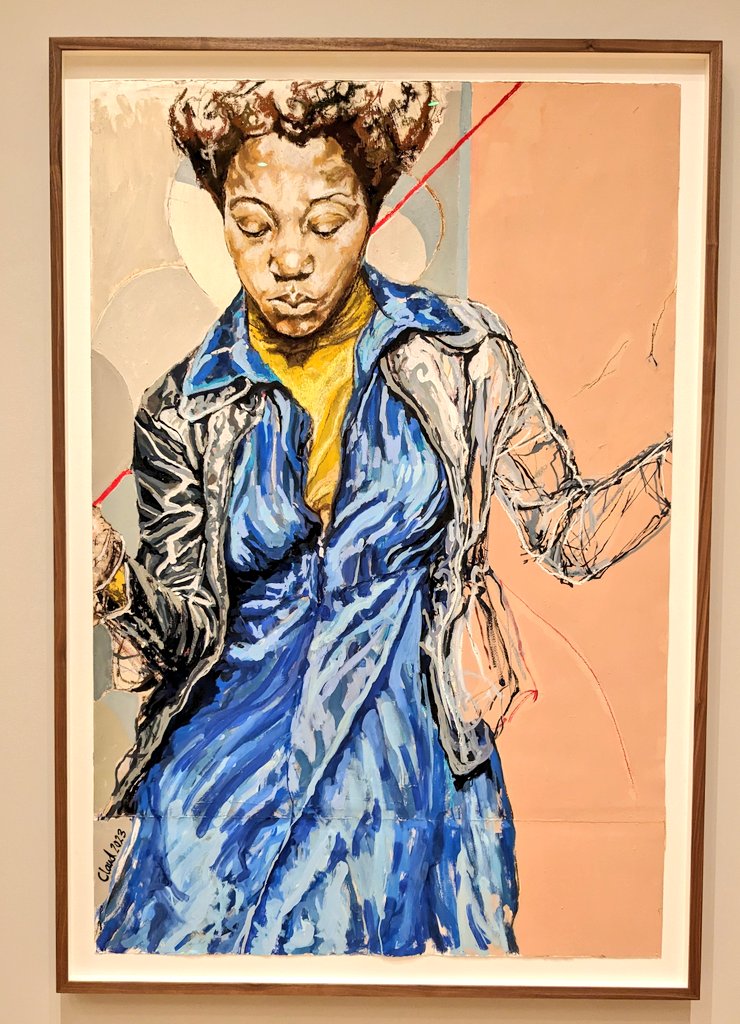 LizzyCurrie's tweet photo. Claudette Johnson's 'Blues Dance' (2023) @TheCourtauld and downstairs in 'The Missing Thread' @SomersetHouse the 1978 photo by Chris Steele-Perkins of women dancing in Wolverhampton that inspired it. https://t.co/fRdL60sQDf