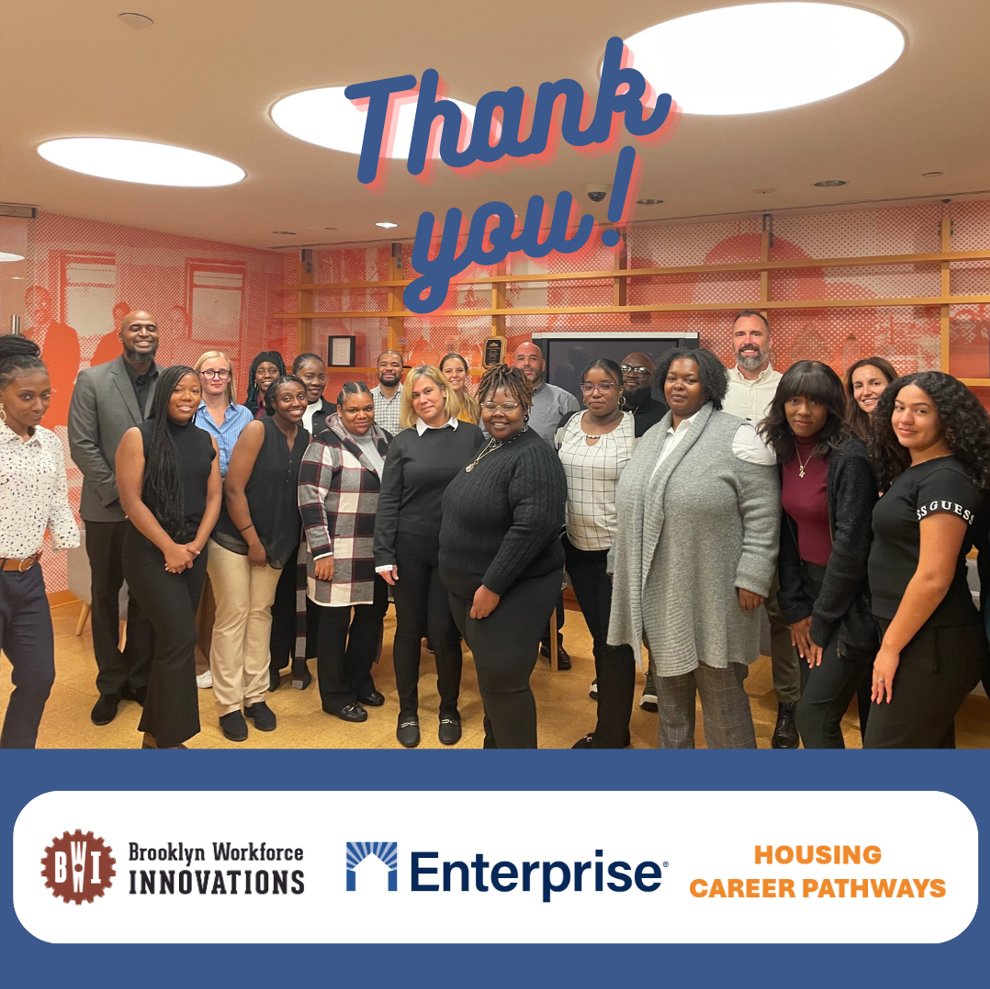 nybwi's tweet photo. This week, @EnterpriseNow hosted BWI’s Housing Career Pathways for a mock interview event! With support from Gotham Society, leadership gave their time and expertise to support career readiness through 1-on-1 practice and live feedback. Good luck to Cycle 4 - they graduate today! https://t.co/JA7vNwxlcn