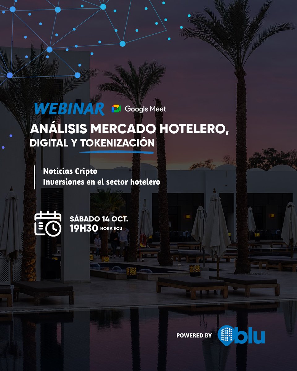 BluToken's tweet photo. El dia de mañana estaremos analizando el mercado hotelero en Ecuador

#blutoken #tokenización #inversionesecuador https://t.co/JMGLVZAawN