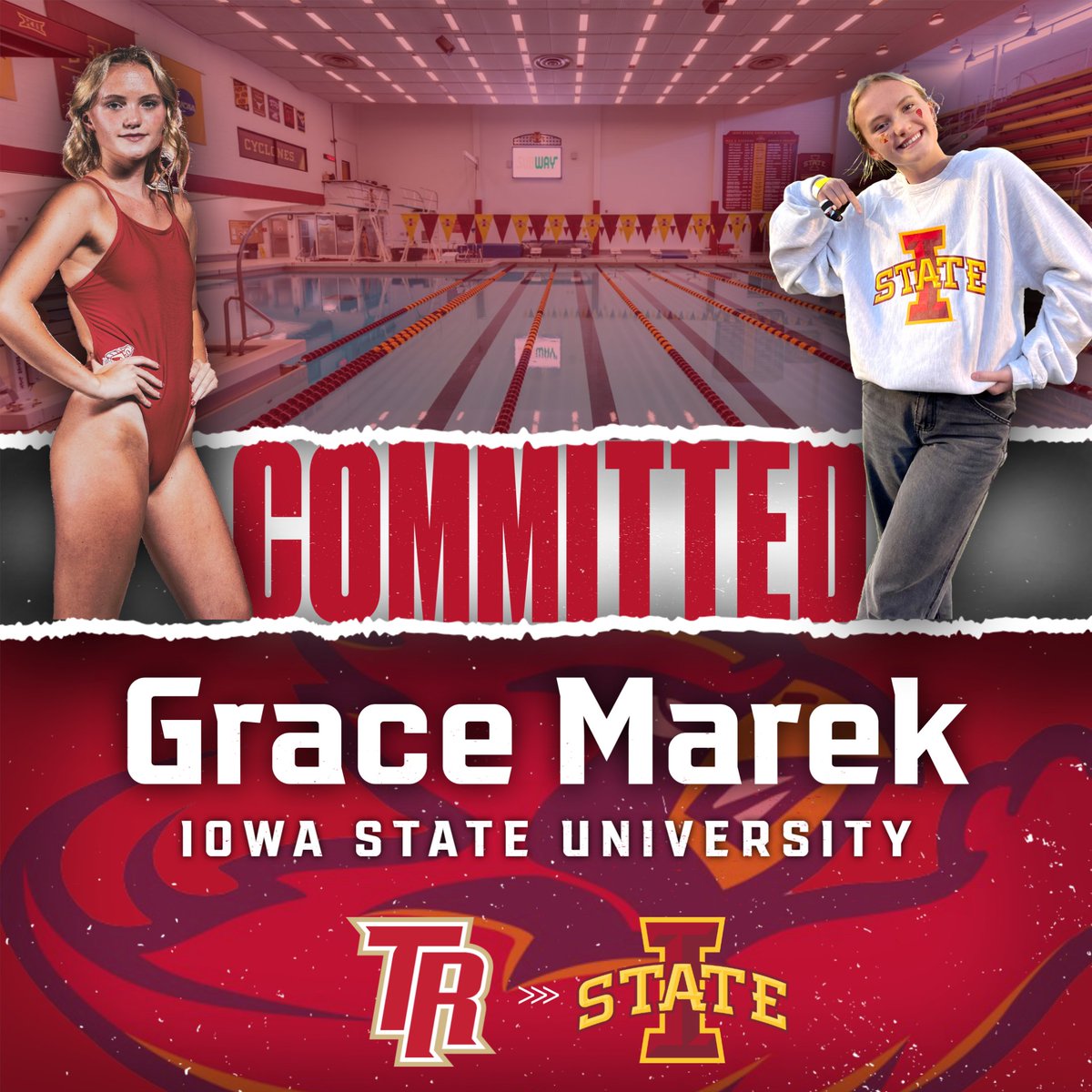 🏊‍♀️ Congratulations to Senior Grace Marek on her commitment to Iowa State University for her college and diving careers‼️ We are so proud of her and will miss her contagious smile & personality at the pool.

#WarriorPride ⚔️ #CycloneWarning 🌪️