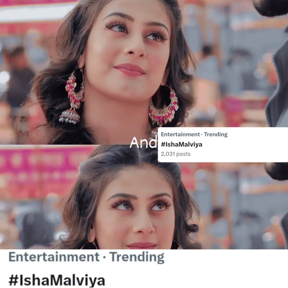 ishamalviya001's tweet photo. Isha Malviya's stunning first promo for Bigg Boss has taken the internet by storm! She's not just trending, she's trending organically! Such a superstar! 🔥💗⚡

#IshaMalviya #BiggBoss #TrendingQueen #BiggBoss17 #IshaSquad #IshaHolics #Ishaians https://t.co/aqM064FVCy