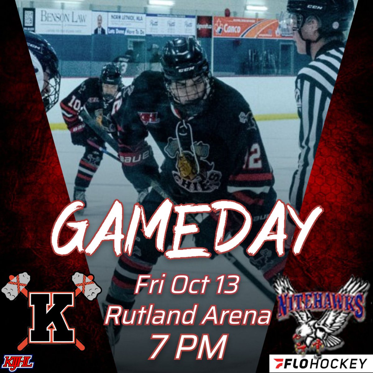 GAMEDAY! Your Chiefs are back on Rutland ice tonight as we take on the undefeated <a href="/BVNitehawks/">BVNITEHAWKS</a>! Tix are just $10, online or at the door. We'll see you tonight at Rutland Arena, or LIVE in your living room on <a href="/FloHockey/">FloHockey</a>! 7 PM sharp!