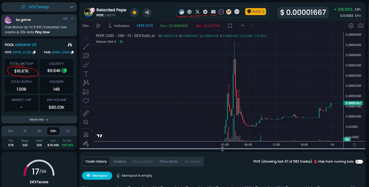 PepeRetardedERC's tweet photo. #DEXTOOLS is updated 

Lez goo to muun naw oke?

https://t.co/tCalFKeXlP

$FINE $SPX $LISA $WSM $XRP #Bitcoin https://t.co/sZGwNgWQ3j
