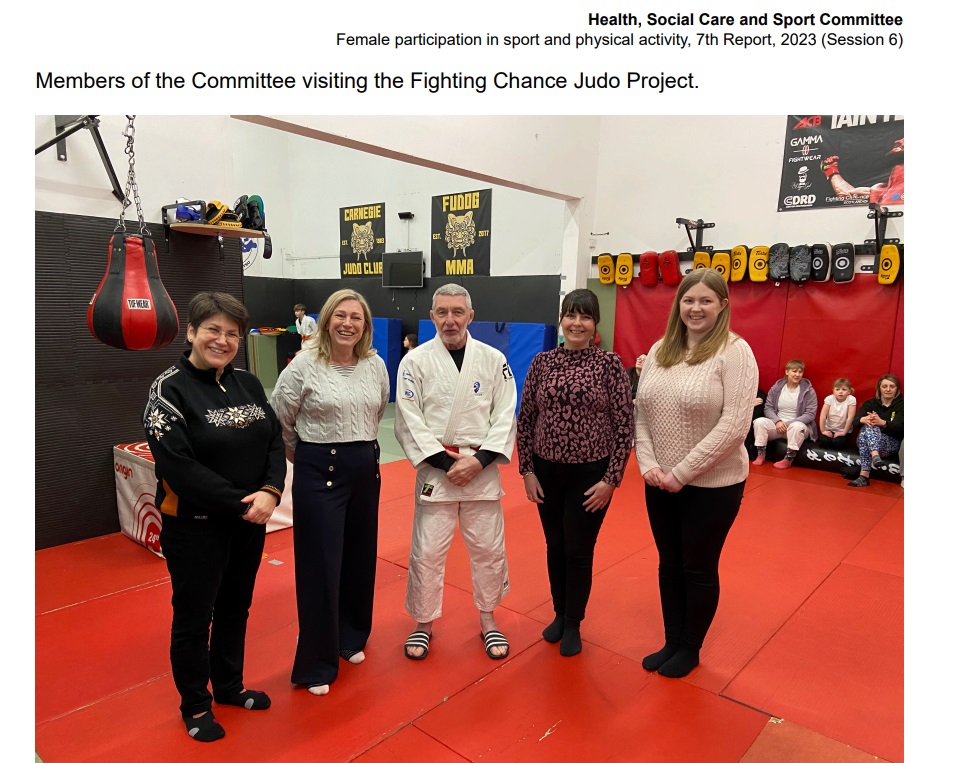 The Scottish Parliament's health, social care & sport committee visiting Carnegie Judo Club earlier this year. Their report on female participation came out this week.